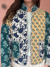 Load image into Gallery viewer, THML blue patchwork quilted jacket