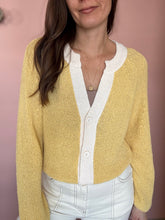 Load image into Gallery viewer, butter yellow color-block button cardigan