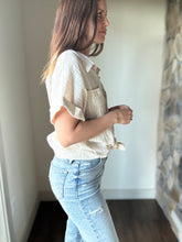 Load image into Gallery viewer, oatmeal short sleeve button down top