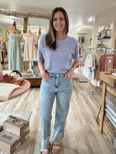 Load image into Gallery viewer, blue + white stripe knit top