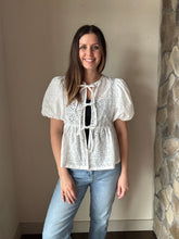 Load image into Gallery viewer, sunday stroll white eyelet front tie top