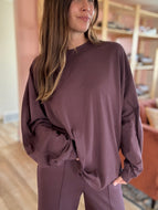 boyfriend oversized plum long sleeve tee
