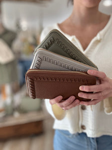 nora whipstitch zip-around wallet | 3 colors