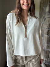 Load image into Gallery viewer, cream quarter zip with khaki contrast