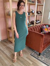 Load image into Gallery viewer, hunter green ribbed tank dress