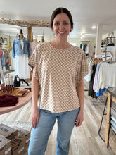 Load image into Gallery viewer, soft almond checkered dolman top