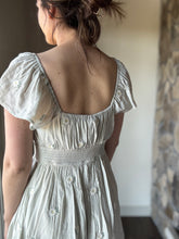 Load image into Gallery viewer, daisy embroidered sage flutter dress