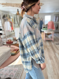 blue mixed plaid flannel