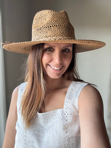 tan braided rope straw hat