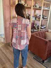 Load image into Gallery viewer, terracotta + blue floral top