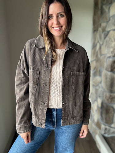 black coffee oversized denim jacket