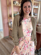 Load image into Gallery viewer, peach mesh floral fit + flare dress