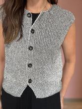 Load image into Gallery viewer, black marled button vest