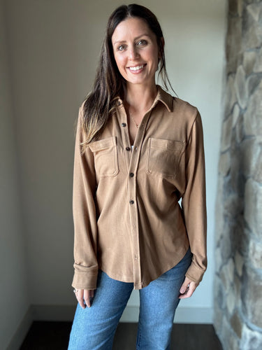 ultra soft camel button down flannel