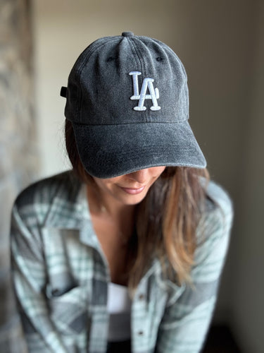 LA washed charcoal baseball hat