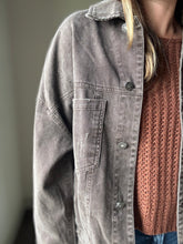 Load image into Gallery viewer, black coffee oversized denim jacket