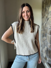 Load image into Gallery viewer, oatmeal mock neck with black trim