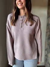 Load image into Gallery viewer, mauve waffle henley