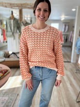 Load image into Gallery viewer, coral textured chevron sweater