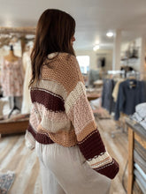 Load image into Gallery viewer, burgundy butter pecan chunky hand-knit sweater