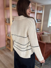 Load image into Gallery viewer, cozy cream + black stripe sweater