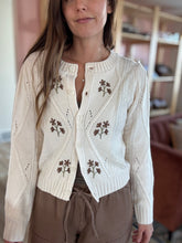 Load image into Gallery viewer, cream embroidered fall floral cardigan