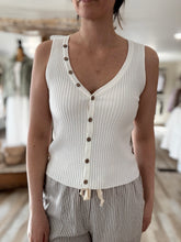 Load image into Gallery viewer, ivory ribbed button tank