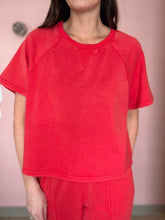 Load image into Gallery viewer, red mineral washed french terry top | S-3XL