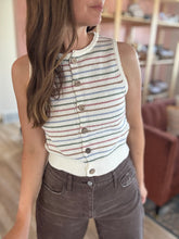 Load image into Gallery viewer, dusty pink + blue stripe knit top
