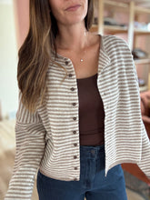 Load image into Gallery viewer, mocha stripe button cardigan