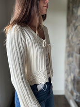 Load image into Gallery viewer, ivory tie front cotton cardigan