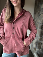 Load image into Gallery viewer, washed burgundy tunic sweatshirt