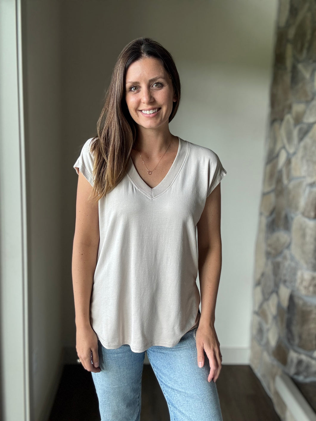 stone modal favorite v-neck top
