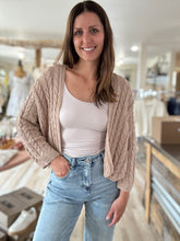 Load image into Gallery viewer, tan lightweight cable cardigan