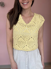 Load image into Gallery viewer, butter yellow crochet top