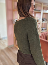 Load image into Gallery viewer, moody olive fuzzy cardigan
