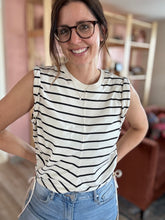 Load image into Gallery viewer, habitual ecru + black stripe luna top