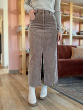 Load image into Gallery viewer, coffee corduroy midi skirt