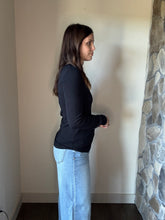 Load image into Gallery viewer, black soft ribbed long sleeve top