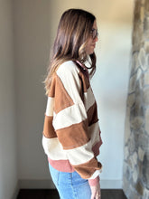 Load image into Gallery viewer, mauve + golden brown striped pullover