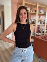 Load image into Gallery viewer, black v-neck double layer tank