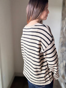 taupe + black stripe sweater