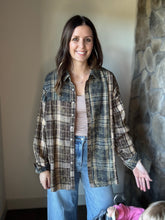 Load image into Gallery viewer, brown + black mineral washed flannel