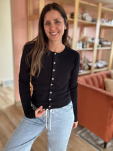 Load image into Gallery viewer, black soft button cardigan
