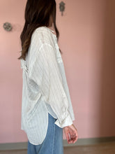 Load image into Gallery viewer, ivory stripe twist back cotton button down