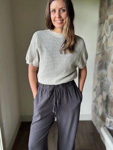 buttery-soft charcoal short sleeve jumpsuit