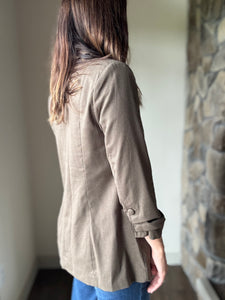 olive brown ruched blazer
