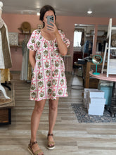 Load image into Gallery viewer, pink floral square neck dress