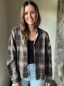 vintage black plaid cotton button down
