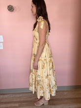 Load image into Gallery viewer, butter yellow + olive floral midi dress